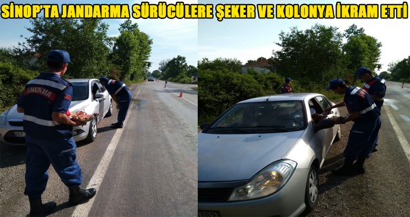 SİNOP’TA JANDARMA SÜRÜCÜLERE ŞEKER VE KOLONYA İKRAM ETTİ
