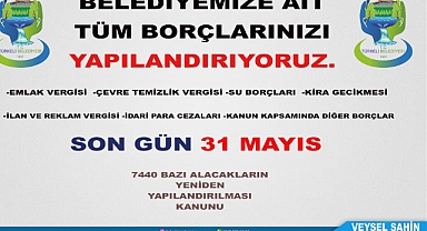 Türkeli Belediyesinden Yapılandırma Duyurusu