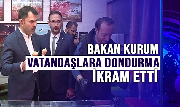 Bakan Kurum tezgahın başına geçti, vatandaşlara dondurma ikram etti