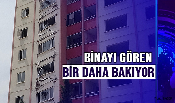 Depremde bir bölümü çöken binayı gören bir daha bakıyor