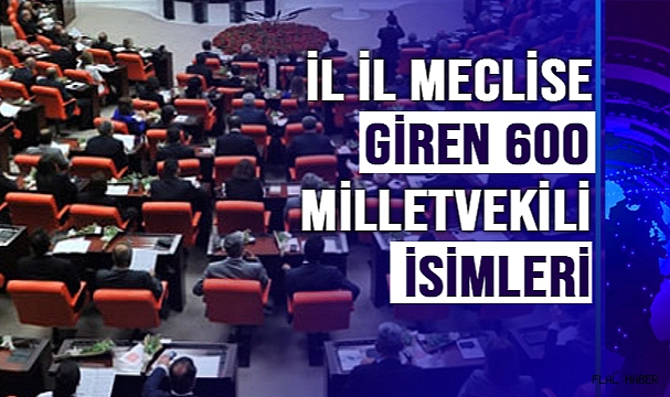 İL İL TBMM'YE GİREN MİLLETVEKİLİ İSİMLERİ