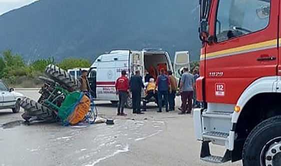 Yan yatan traktörün sürücüsü hayatını kaybetti