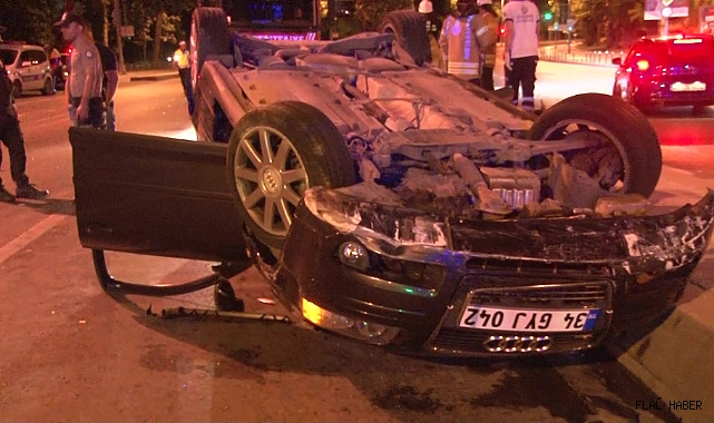 Maltepe’de kontrolden çıkan araç takla attı: 1 yaralı