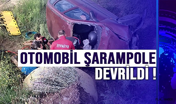 Yoldan Çıkan Otomobil Şarampole Devrildi !