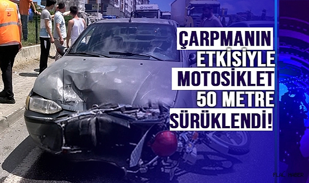 Otomobilin çarptığı motosiklet sürücüsü ağır yaralandı