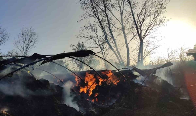 Tekirdağ'da 3 bin balya saman alev alev yandı