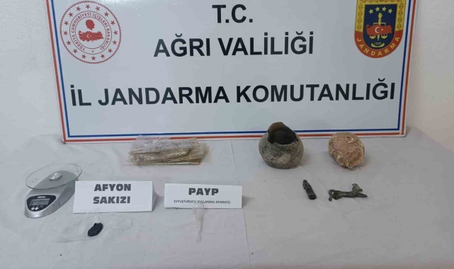 Ağrı'da tarihi eser ve uyuşturucu operasyonu