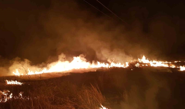 Alaca'da 6 ayrı noktada anız yangını