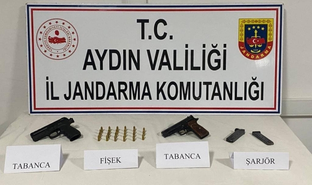 Arka koltuğa saklanan silahlar, jandarmanın dikkatinden kaçmadı