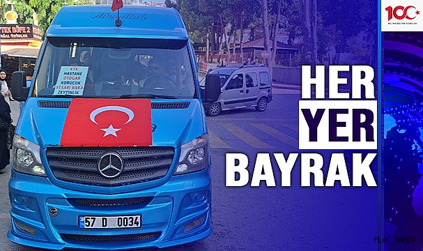 DOLMUŞLAR TÜRK BAYRAKLARI İLE SÜSLENDİ