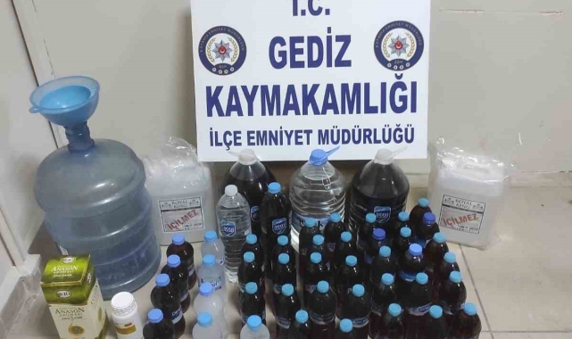 Gediz'de sahte alkol üretip sattığı iddia edilen kişi yakalandı