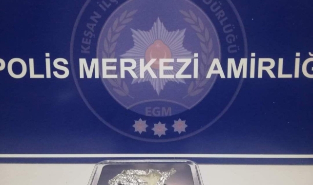 Keşan'da uyuşturucu ile yakalanan şahıs gözaltına alındı