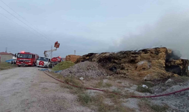Kopan elektrik teli 20 bin saman balyasını yaktı