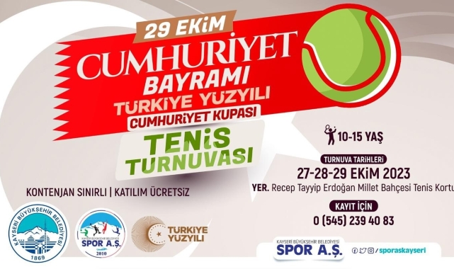 Spor A.Ş'den 29 Ekim'e öze Cumhuriyet Tenis Turnuvası