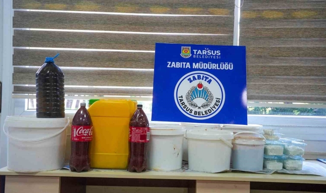 Tarsus'ta etiketsiz, menşei belli olmayan 700 kilogram ürün ele geçirildi