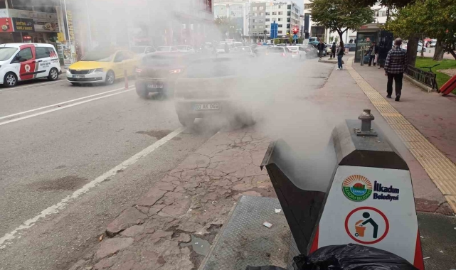 Yer altı çöp konteynerinde yangın