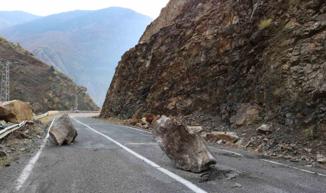 Artvin-Ardahan karayolunda heyelan