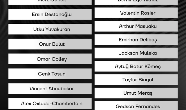 Beşiktaş'ın kamp kadrosu belli oldu