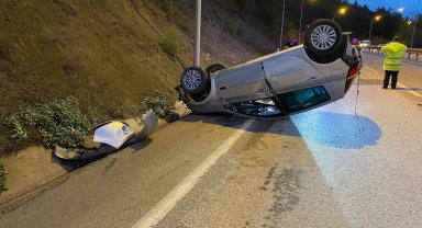 Bilecik'te takla atan otomobil sürücüsü yaralandı