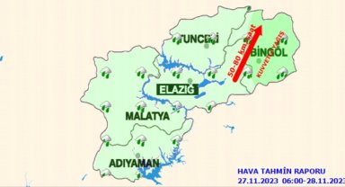 Bingöl için kuvvetli yağış ve rüzgar uyarısı