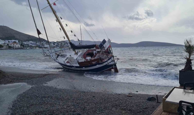 Bodrum'da düzensiz göçmen teknesi karaya vurdu