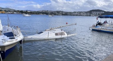 Bodrum'u fırtına vurdu