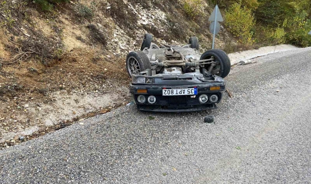 Bolu'da virajı alamayan otomobil takla attı: 2 yaralı