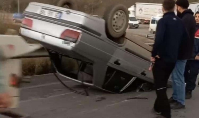 Bursa'da kontrolden çıkan otomobil takla attı: 1 yaralı