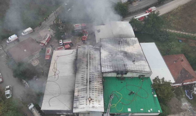 Bursa'da sünger imalat ve depolama tesisi alev alev yandı