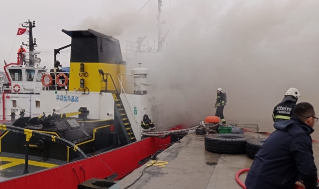Ceyport Limanı&#039;ndaki römorkörde yangın