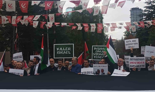 Dışişleri Bakanlığı önünde ABD'li Bakan Blinken'e Filistin protestosu