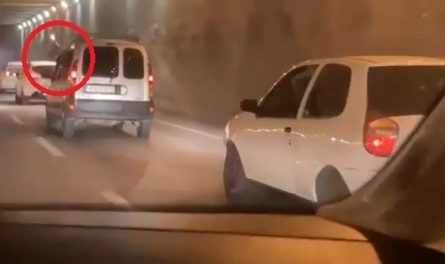 Düğün konvoyu tehlike saçtı... Tünelde arka arkaya ateş açtı