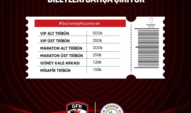 Gaziantep FK-Ç.Rizespor maçı biletleri satışta
