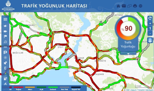 İstanbul'da yağmurda trafik yoğunluğu yüzde 90'a ulaştı