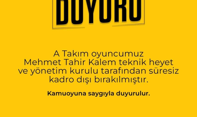 Kayserigücü FK'da Mehmet Tahir Kalem kadro dışı bırakıldı
