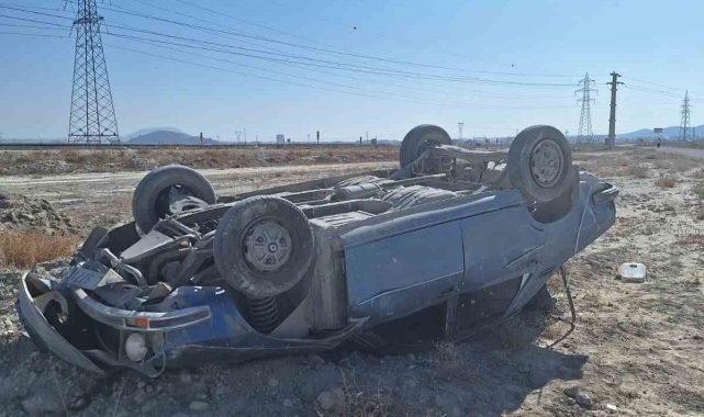 Konya'da otomobil takla attı: 1 yaralı