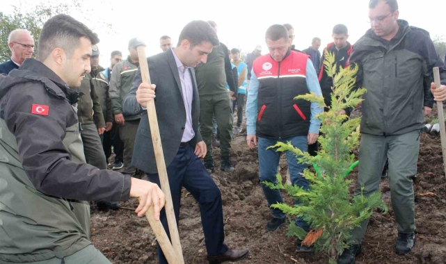 Manyas ilçesinde fidanlar toprakla buluştu