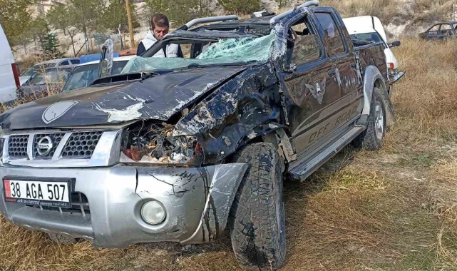 Pikap takla attı, sürücü ağır yaralandı