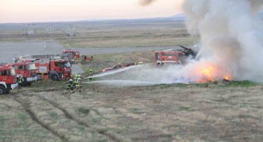 Şırnak Şerafettin Elçi Havalimanında gerçeği aratmayan yangın tatbikatı