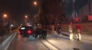 Tuzla'da alkollü sürücünün kullandığı araç takla atarak durabildi