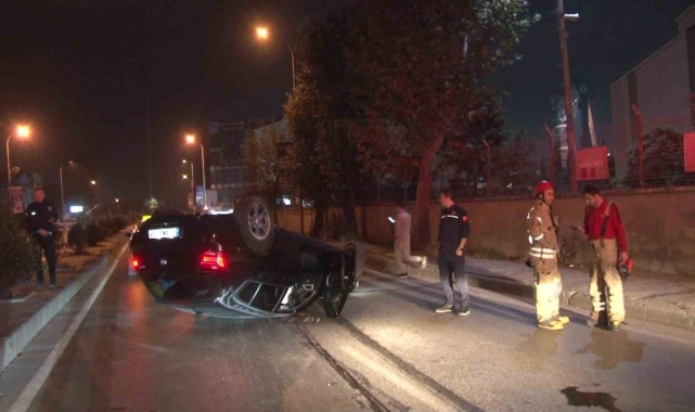 Tuzla'da alkollü sürücünün kullandığı araç takla atarak durabildi