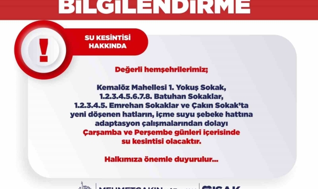 Uşak Belediyesi'nden su kesinti uyarısı