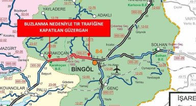 Bingöl - Elazığ karayolu buzlanma nedeniyle tır trafiğine kapatıldı