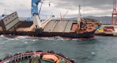 Bursa'da yan yatan gemi 'Kurtarma Uzmanları' tarafından düzeltildi