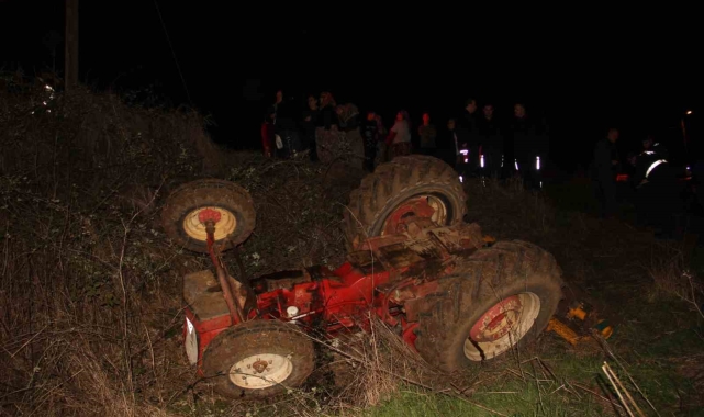 Çan'da takla atan traktör ters döndü: 1 yaralı