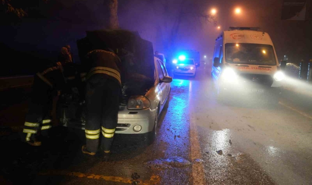 Edirne'de otomobil alevlere teslim oldu