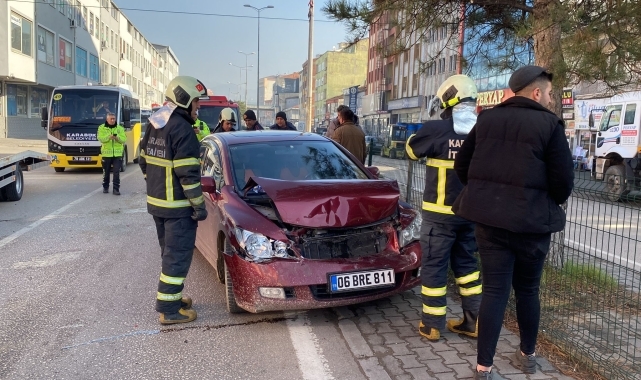 Karabük'te otomobil ile cipin çarpıştığı kaza kamerada