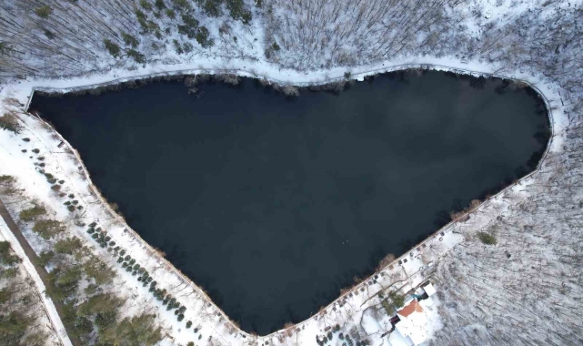 Karagöl Tabiat Parkı beyaza büründü