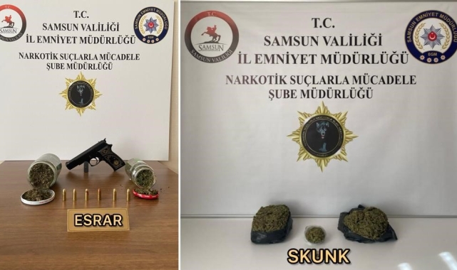 Samsun'da uyuşturucu madde ve ruhsatsız tabanca ele geçirildi