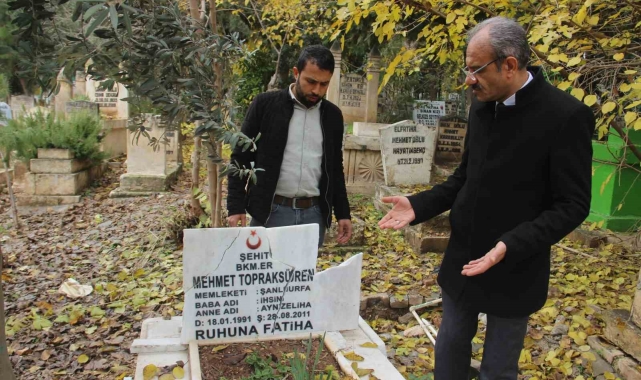 Şehit mezarına büyük saygısızlık